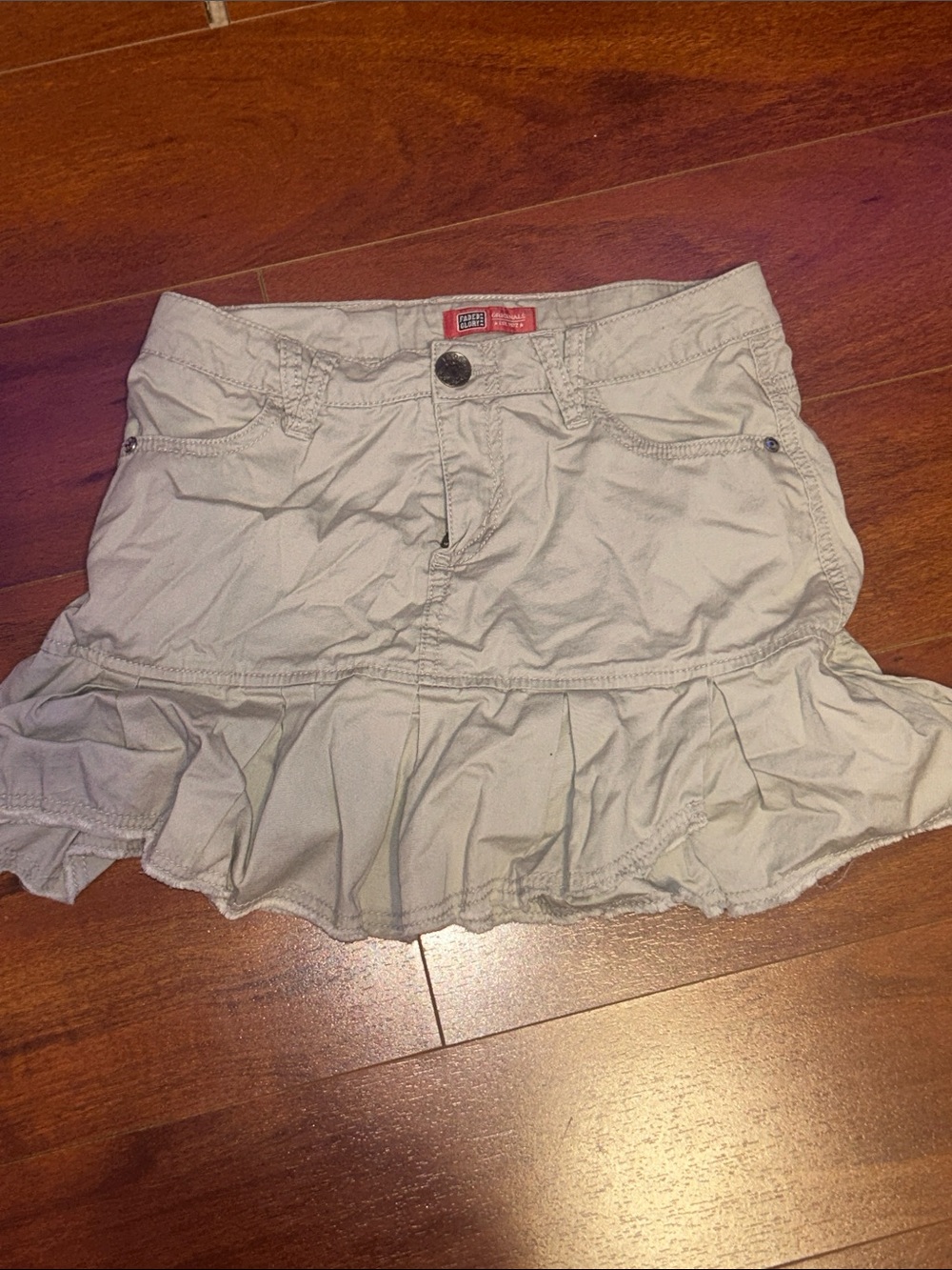 Ruffled Mini Skirt in Light Beige by